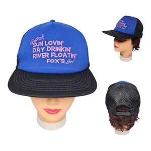 Just A SUN LOVIN' Fox's Girl Mesh Trucker Snapback Hat Adjustable Cap Blue Black
